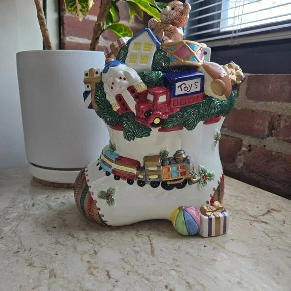 Vintage Fitz and Floyd Toyland Santa Cookie Jar - Picture 2 of 10
